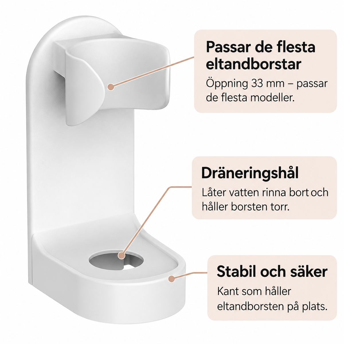 Fyrkantig eltandborsthållare - utan att borra