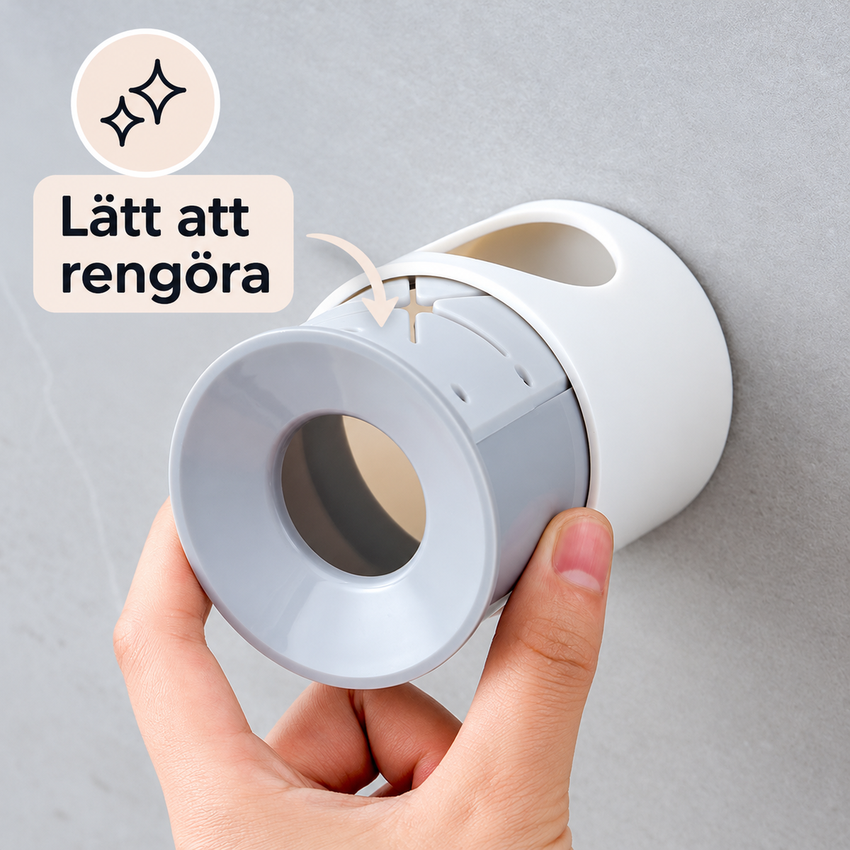 Rund eltandborstehållare – utan borrning