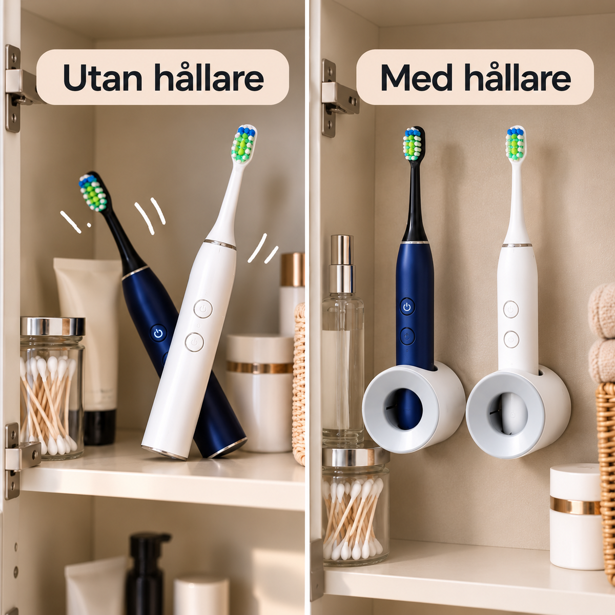 Rund eltandborstehållare – utan borrning